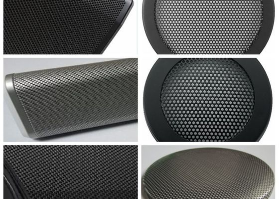 Black Hexagonal Perforated Metal Speaker Grill Mesh SS 0.5mm Thickness